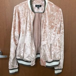 Pastel Pink Faux Velvet Jacket